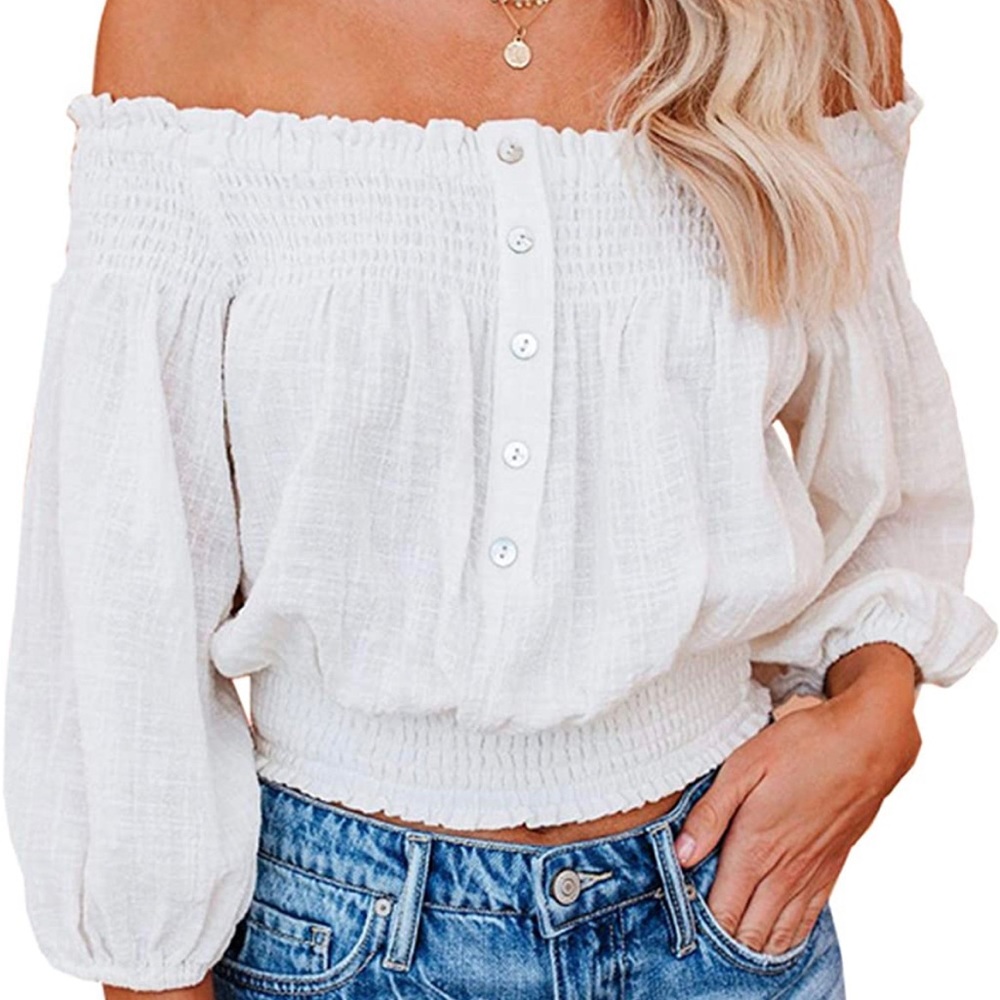 Off Shoulder Crop Shirt